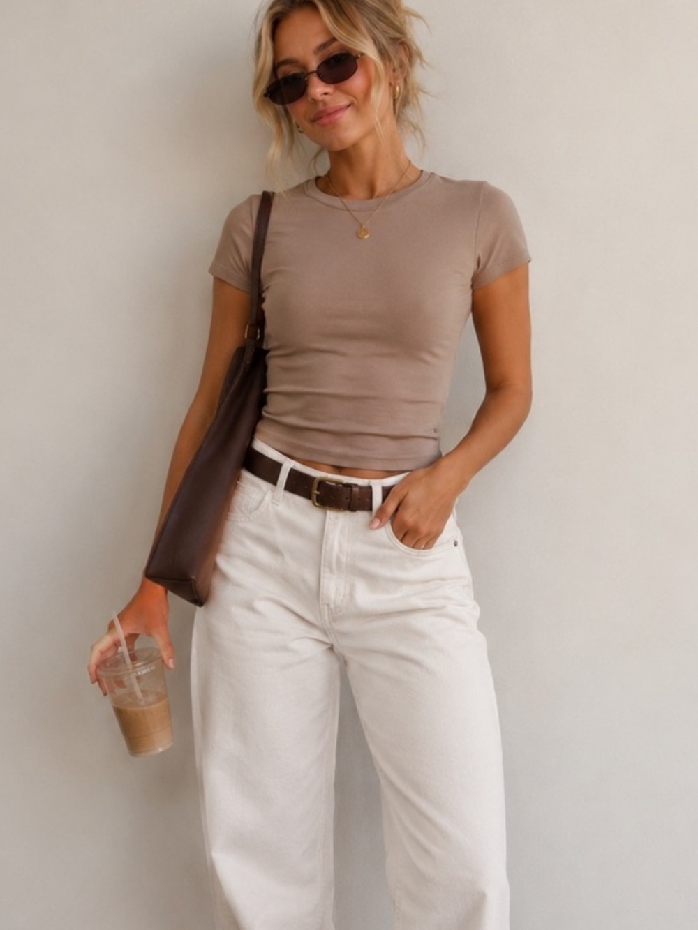 NWT Taupe Slim Crewneck Tee